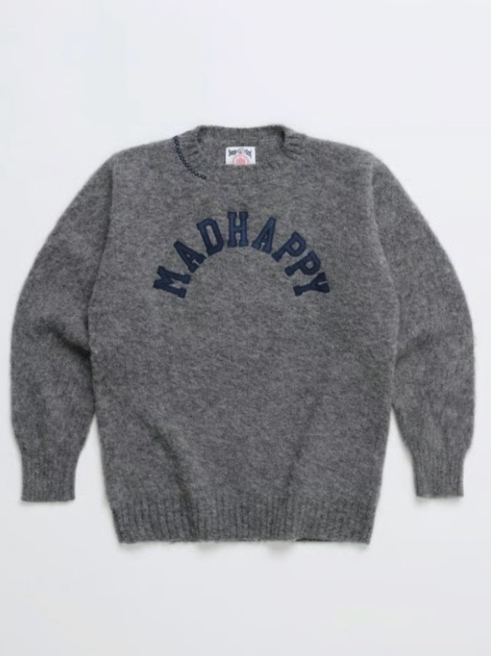 Madhappy Grey Crewneck Sweater with Navy Logo